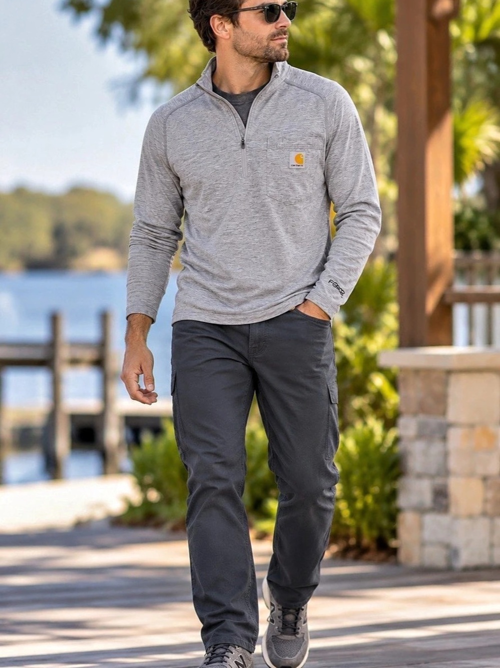 Carhartt Force Lightweight Quarter-Zip Performance Shirt – Gray – Small